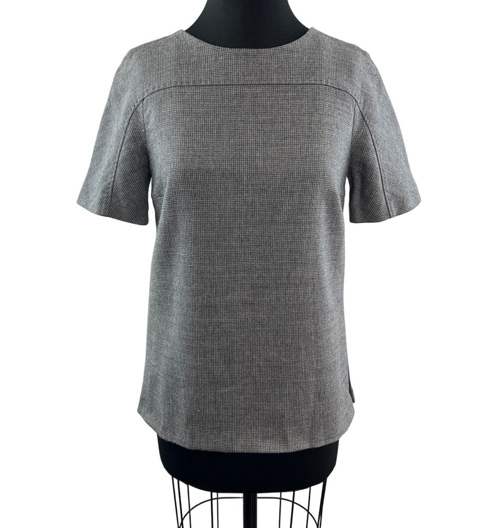 BOSS by Hugo Boss Gray Itoni Blouse Short Sleeve Round Neck Structured Size 4 40